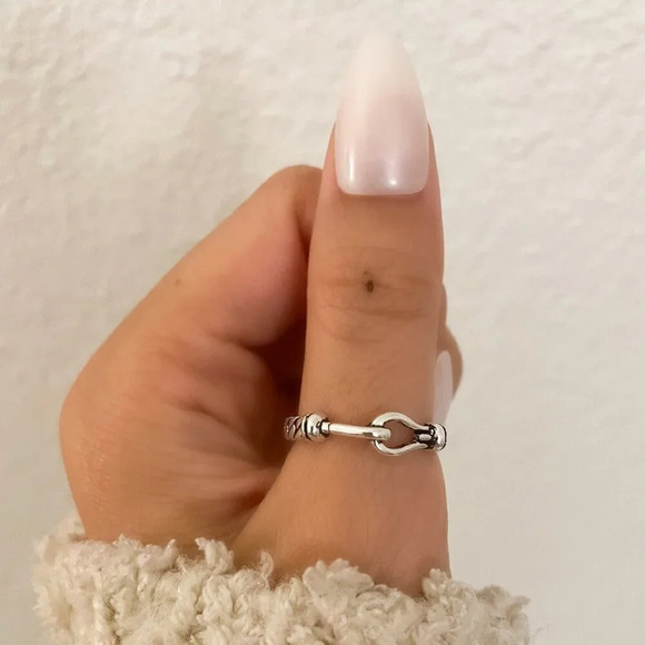 925 Sterling Silver Buckle Ring Stackable Ring Dainty Ring Band Thin Ring - Picture 4 of 10